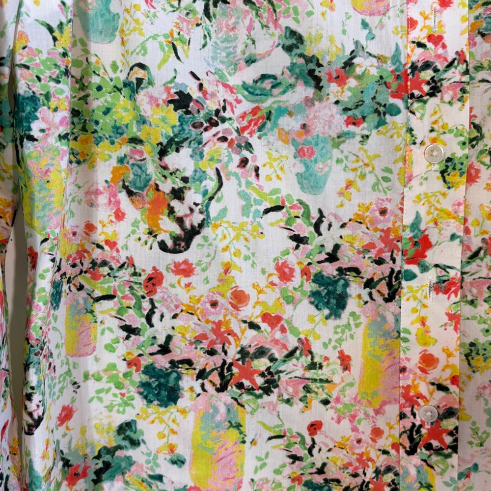 Liberty London Art Fabrics Floral Cotton Button Down Shirt Women's Small Pink - Picture 2 of 11
